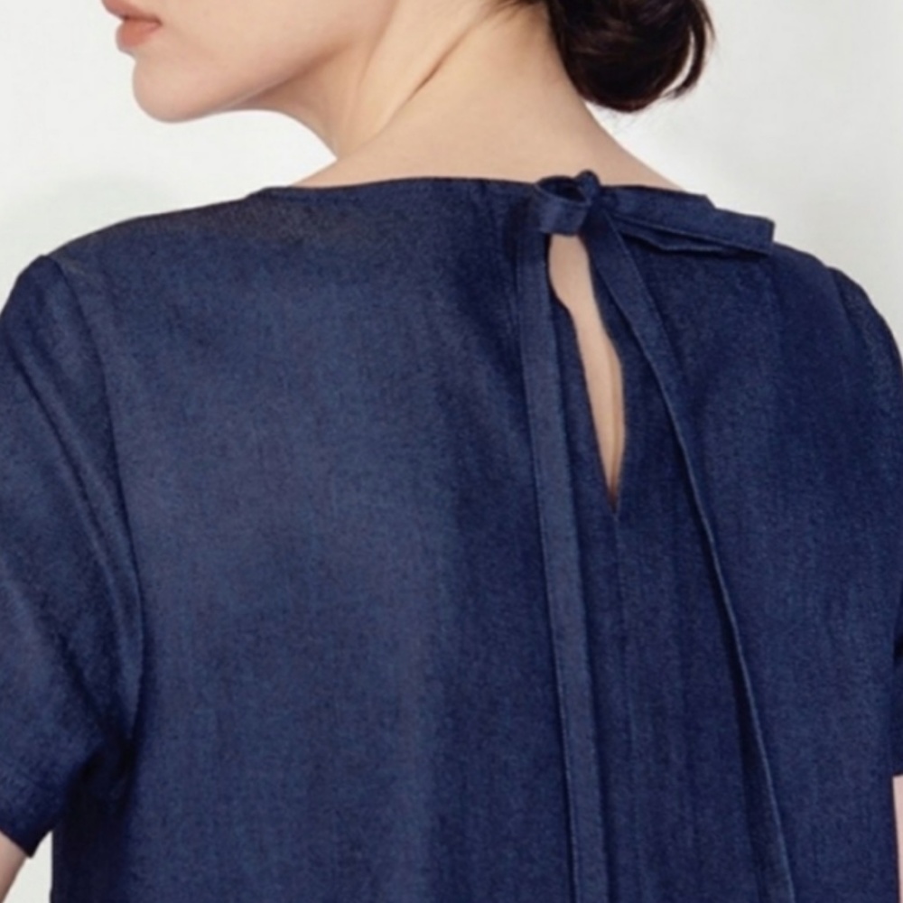 Cuyana Denim Tie Back Top Shirt
